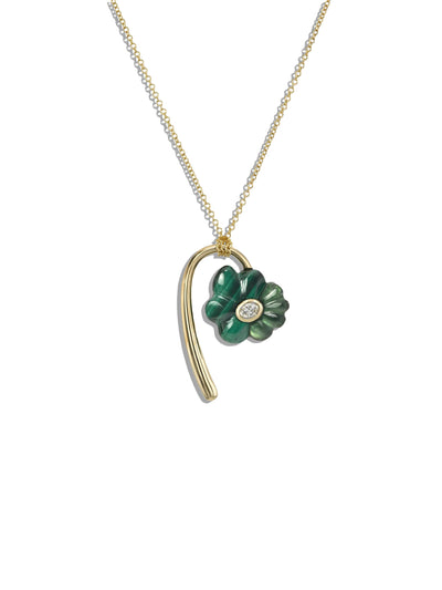 Malachite and Green Tourmaline Petite Bonded Flower Necklace