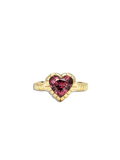 Heart Rhodolite Garnet Heirloom Bezel Ring