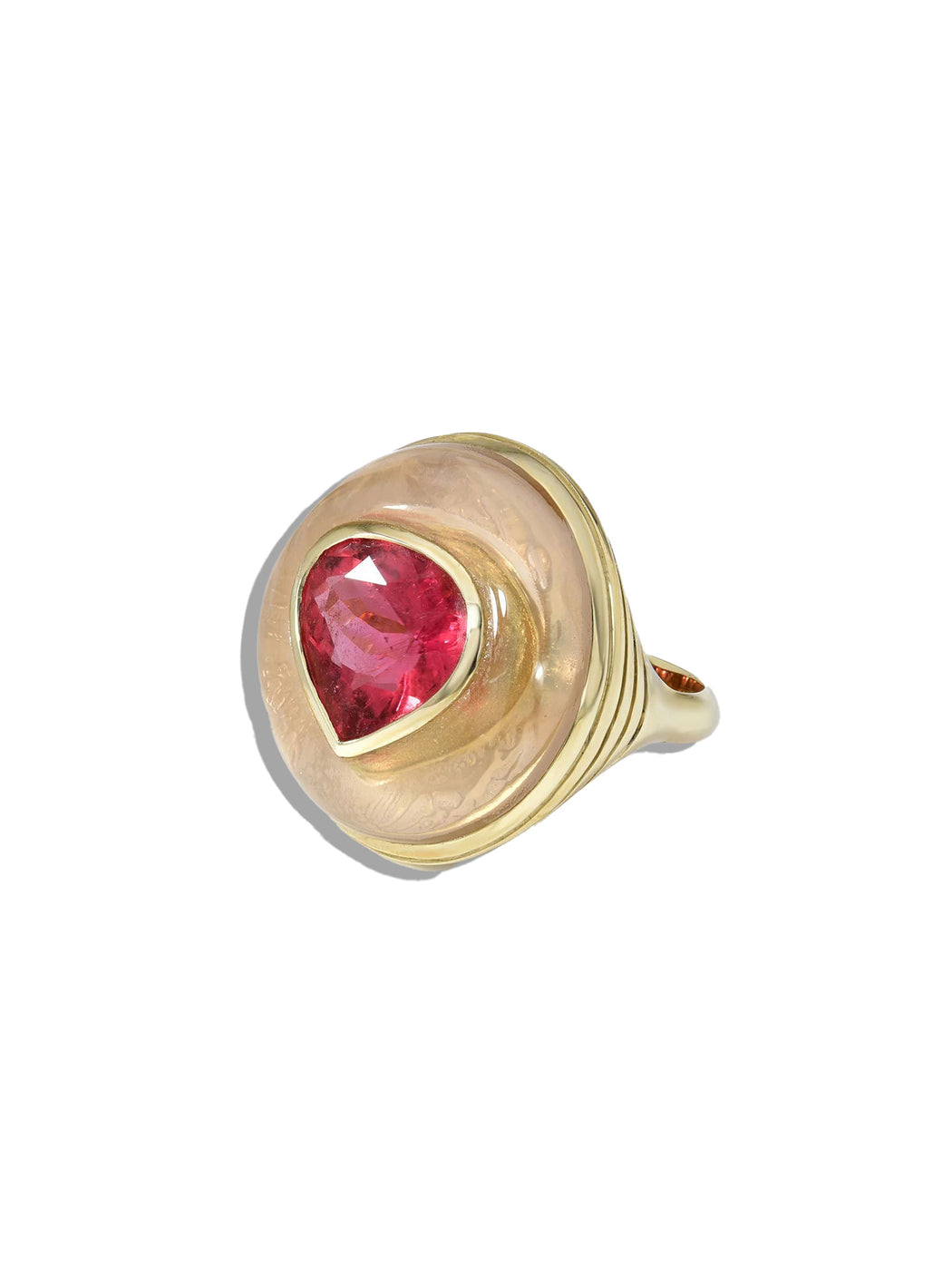 Rubellite in Rose Quartz Lollipop Yellow Gold Ring