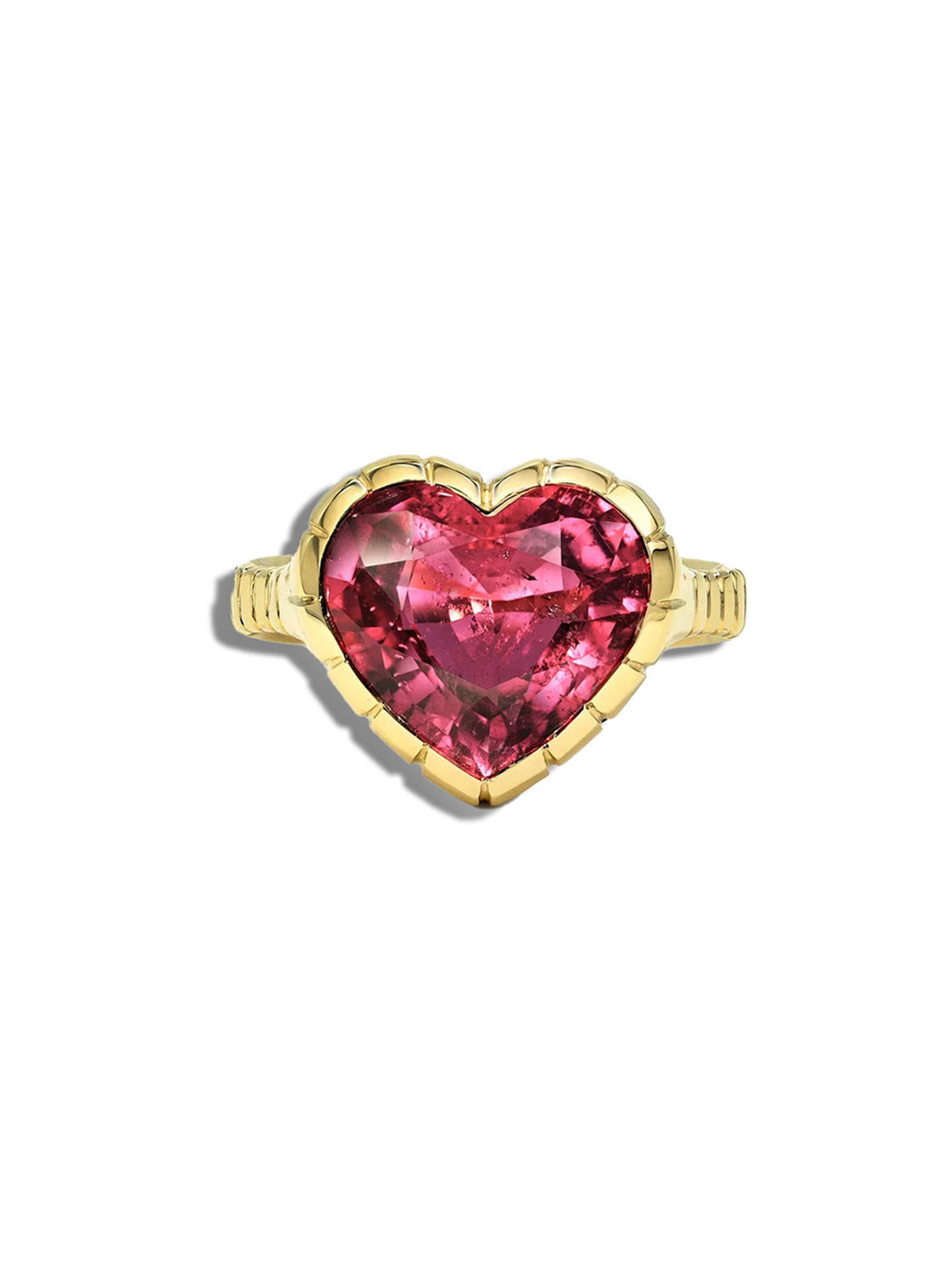 Rubellite Heart Heirloom Yellow Gold Ring