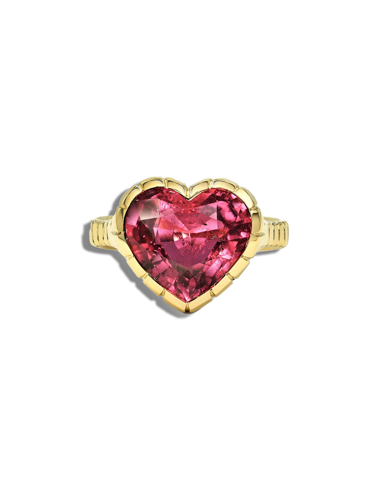 Rubellite Heart Heirloom Yellow Gold Ring
