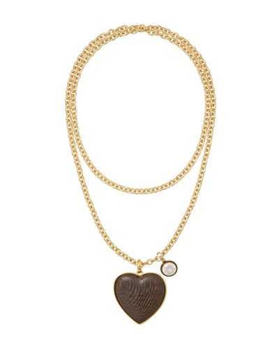 The Big Simple Wood Heart Pendant Necklace