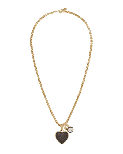 Mini Wood Heart Pendant Neckalce