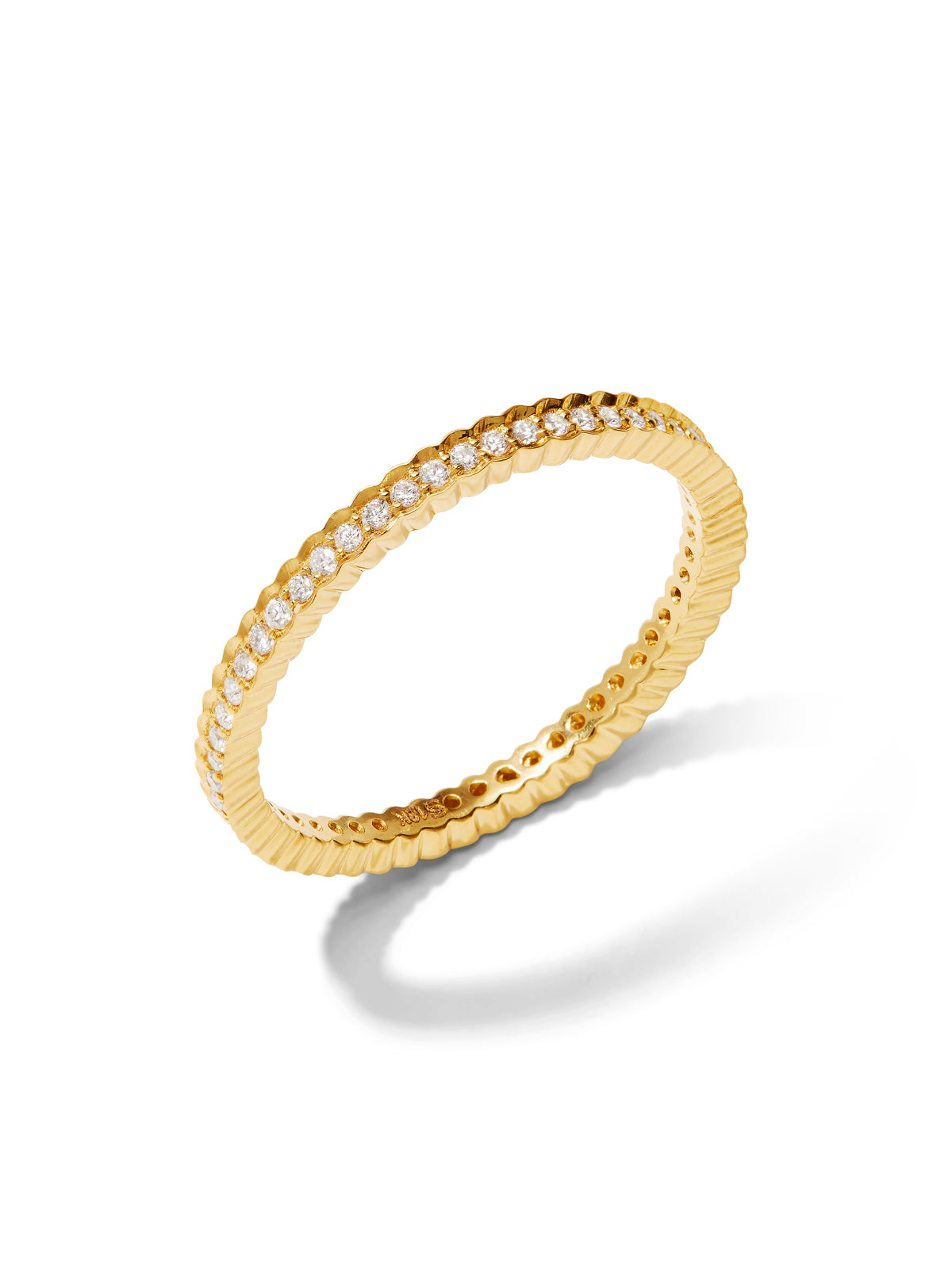 Scallop Diamond Yellow Gold Band