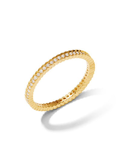 Scallop Diamond Yellow Gold Band