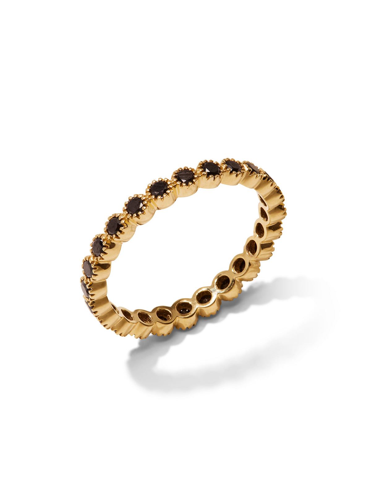 Bezel Black Diamond Yellow Gold Band