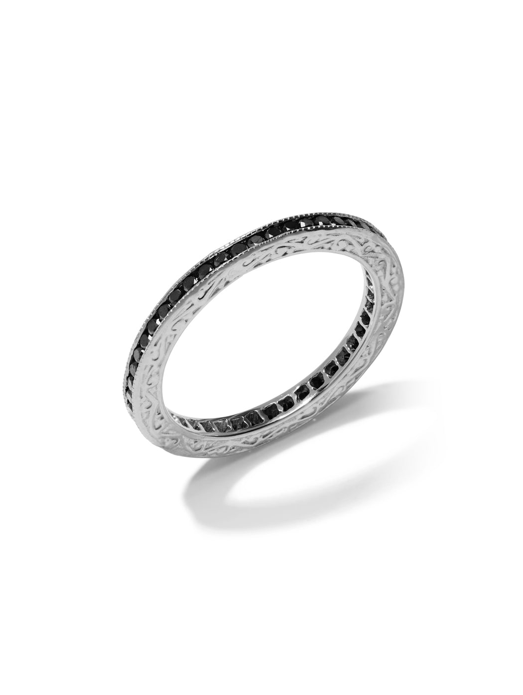 Channel Set Black Diamond White Gold Band