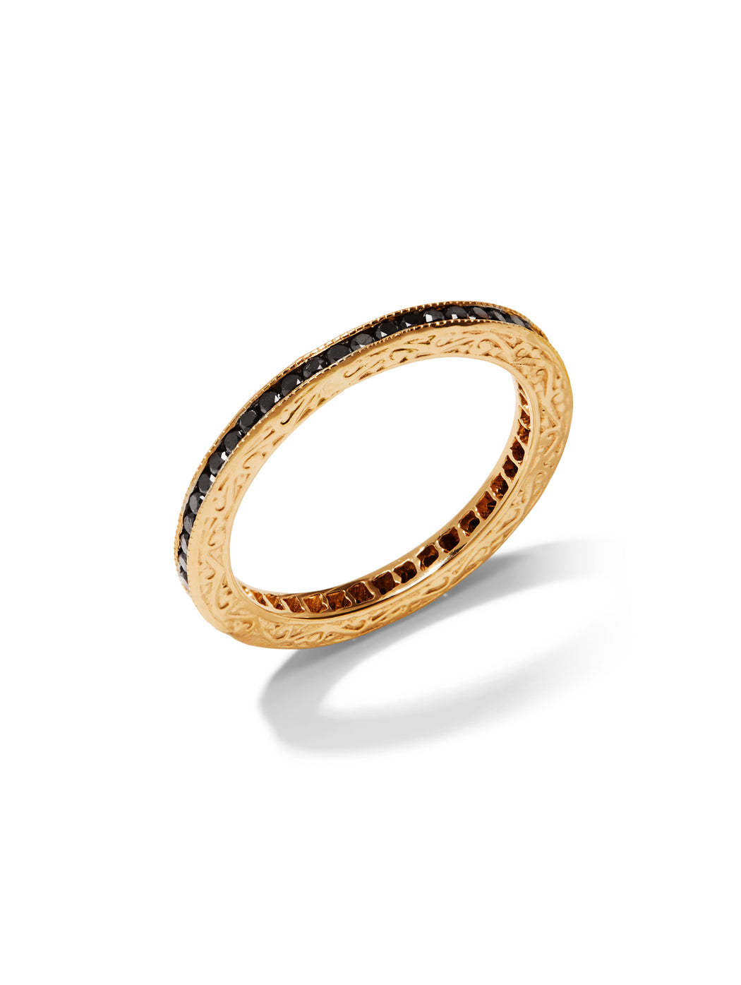 Channel Set Black Diamond Yellow Gold Band