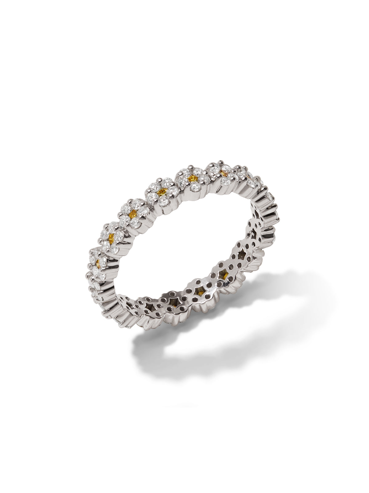 Rosetta White & Yellow Diamond White Gold Flower Band