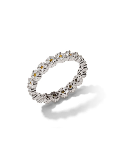 Rosetta White & Yellow Diamond White Gold Flower Band