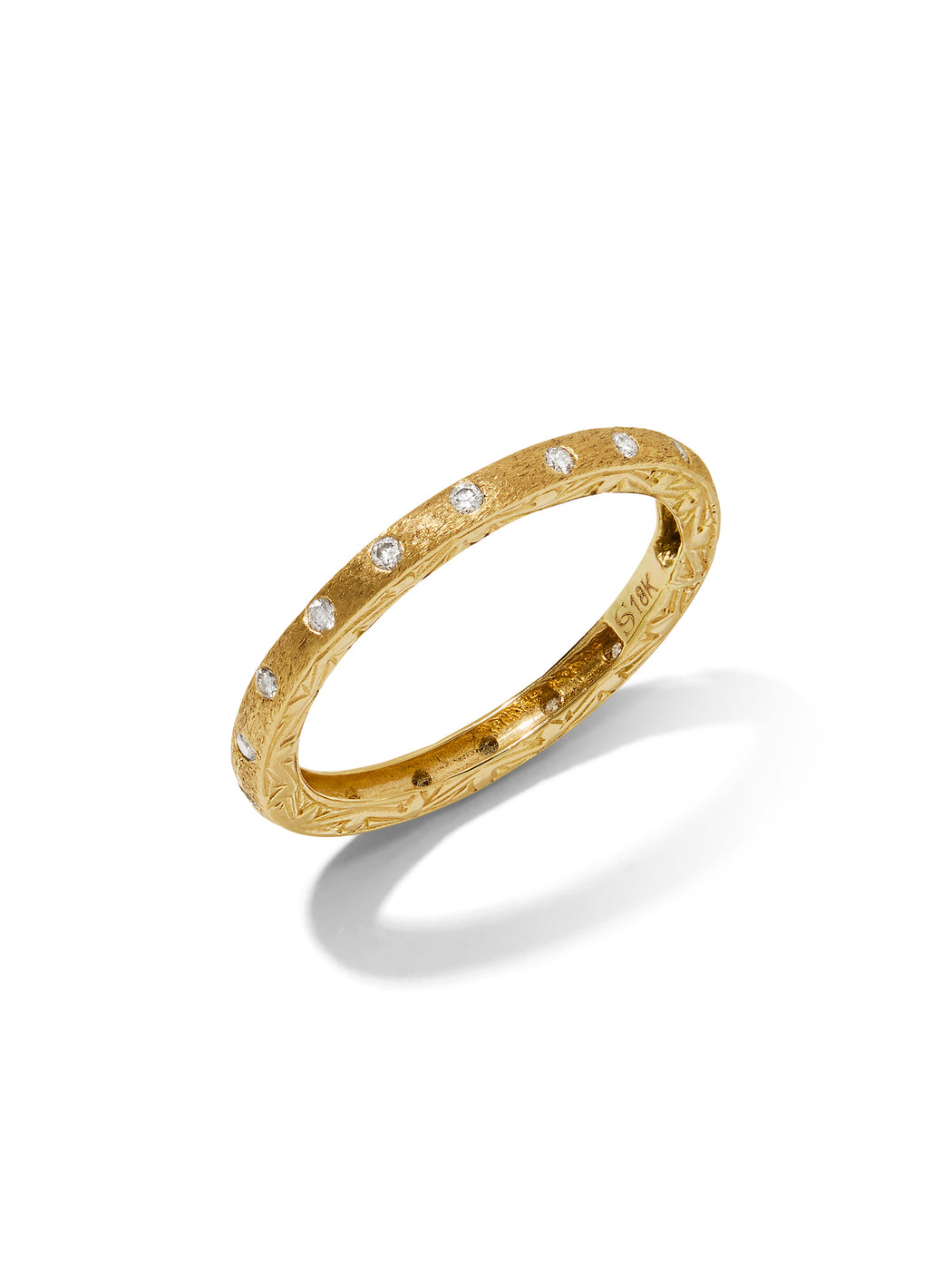 Dunes Narrow Diamond Yellow Gold Band