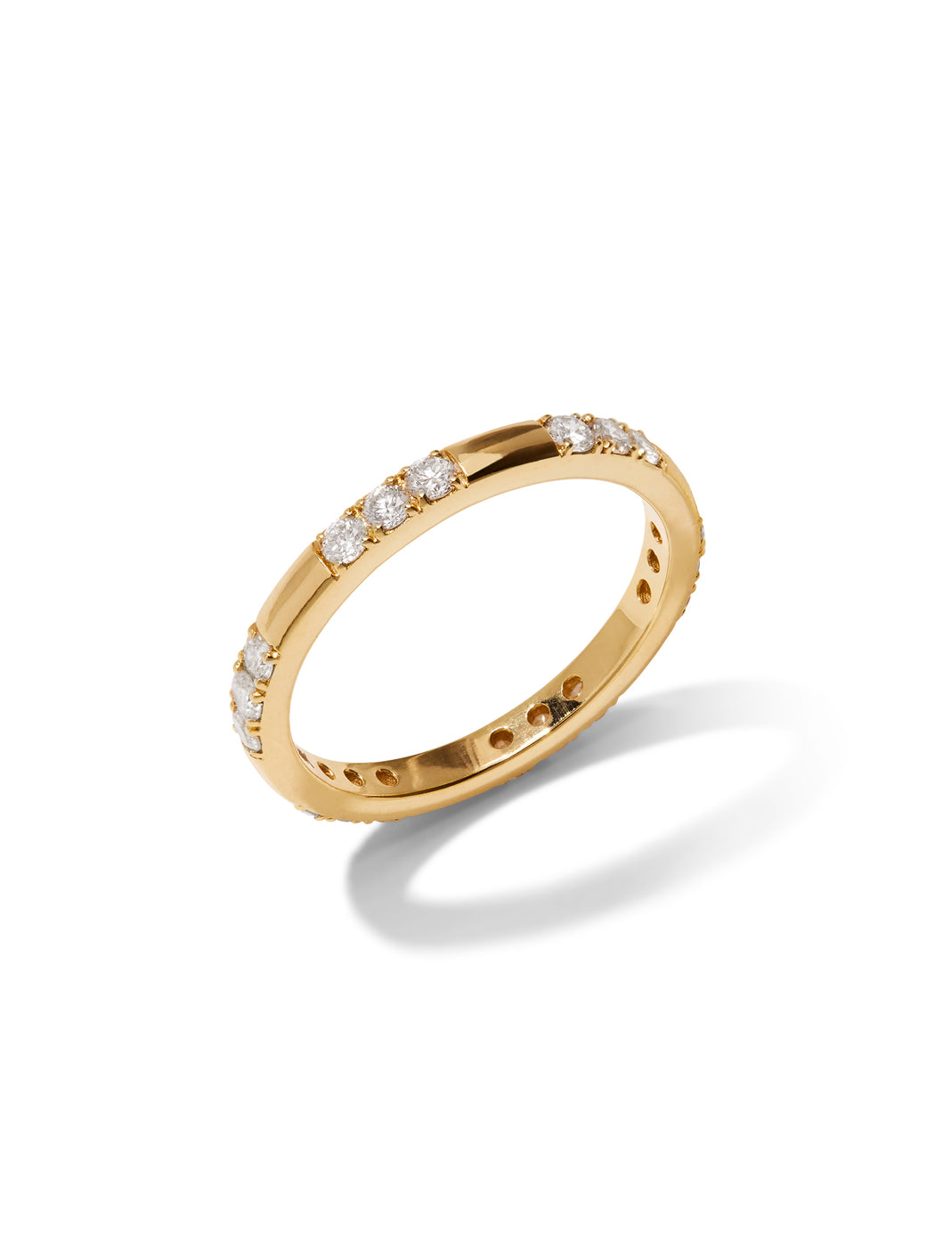 Luna Triple Diamond Yellow Gold Band