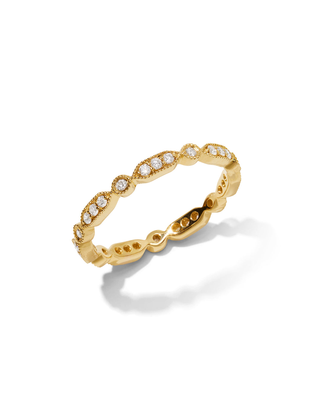 Mini Deco Diamond Yellow Gold Band