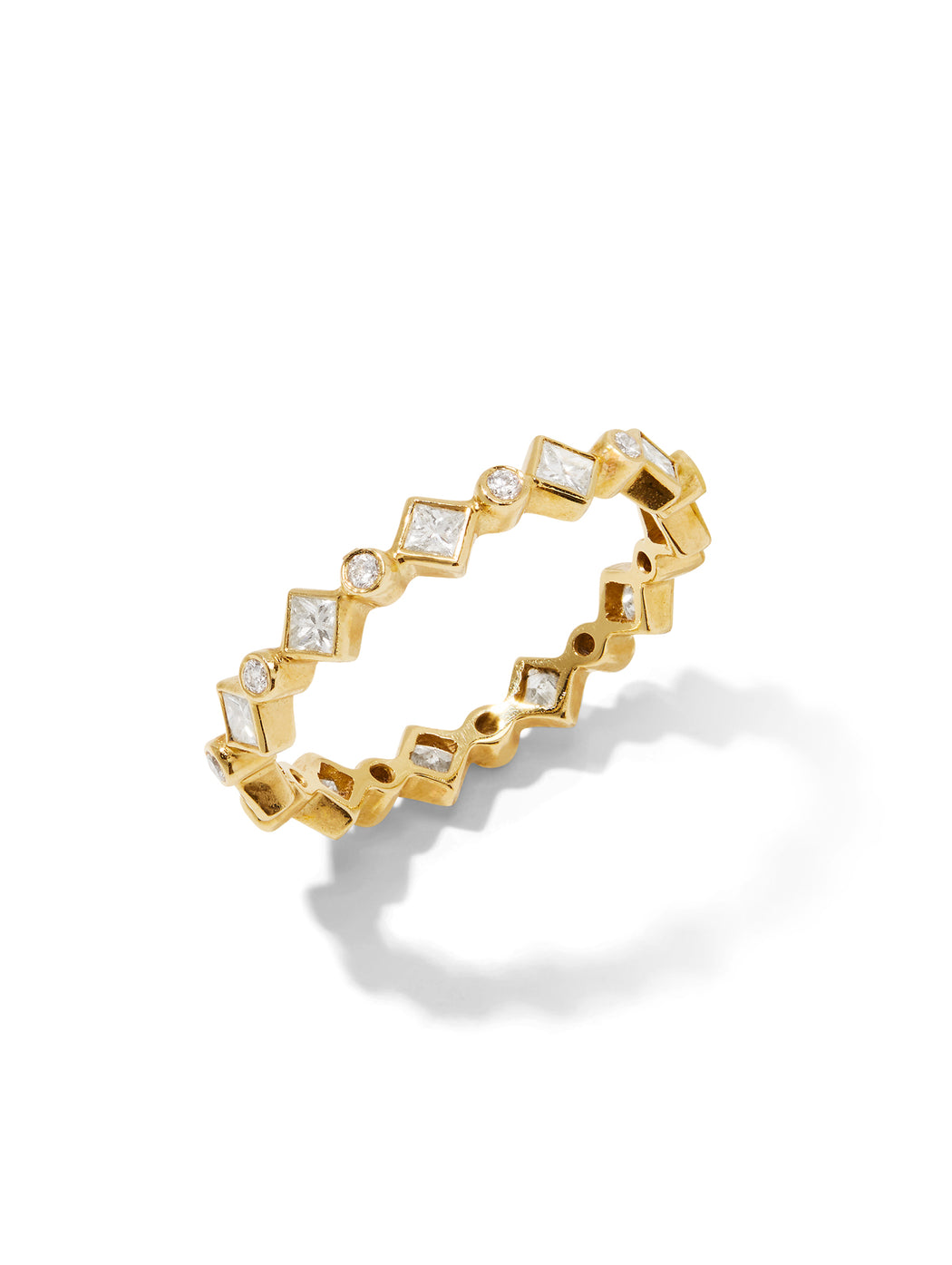 Catherine Round & Princess Diamond Yellow Gold Band