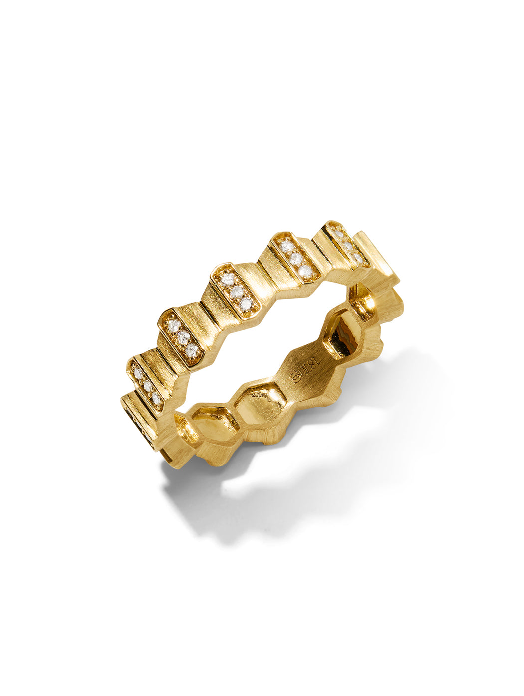Maya Diamond Brushed Yellow Gold Band