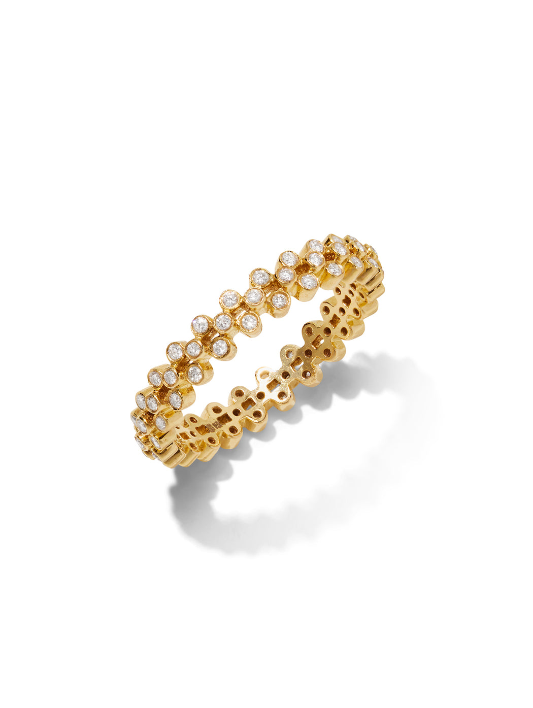 Clover Diamond Yellow Gold Band