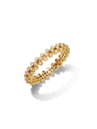 Clover Diamond Yellow Gold Band