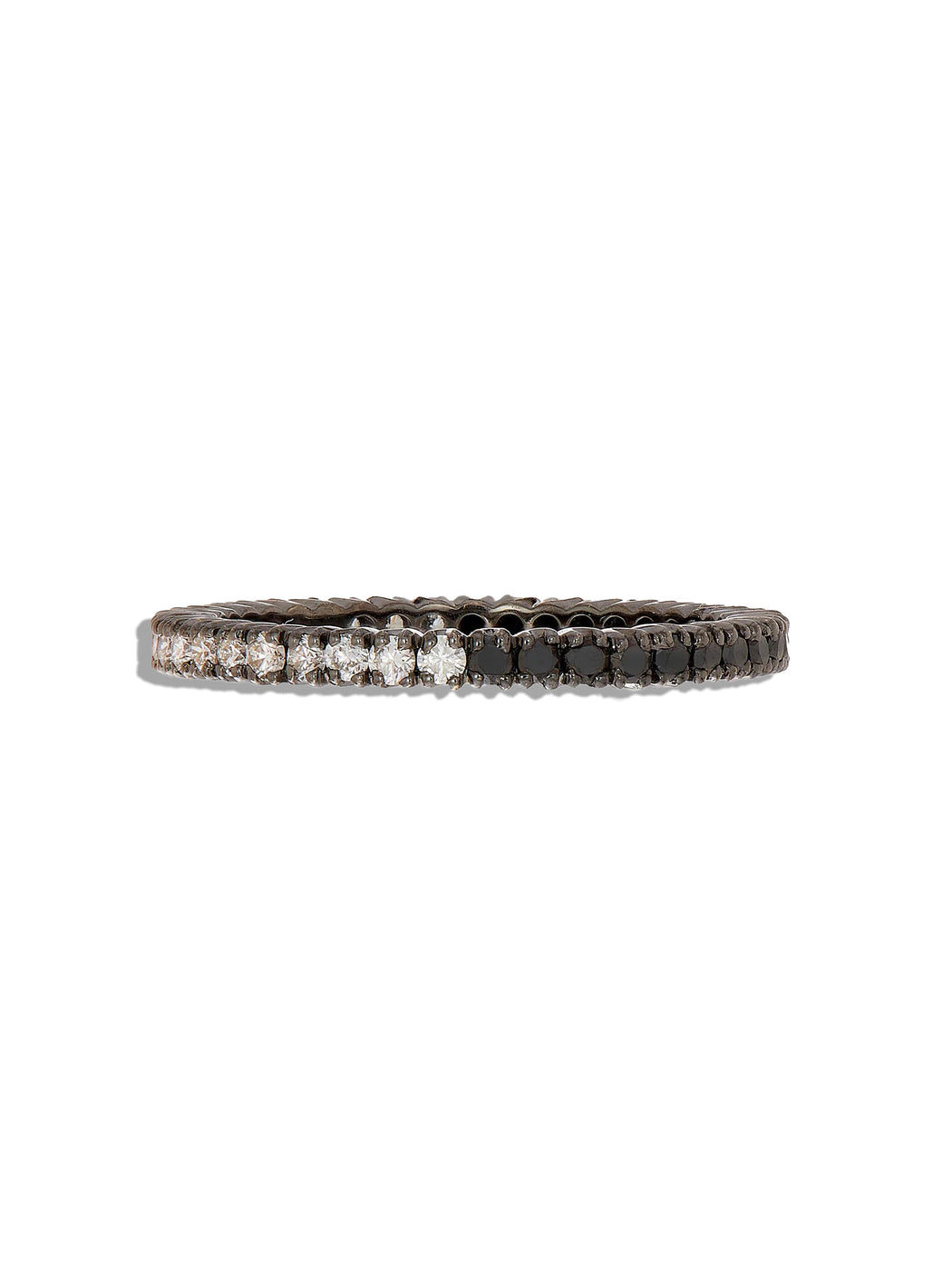 Prong Set Yin Yang Diamond Blackened White Gold Band