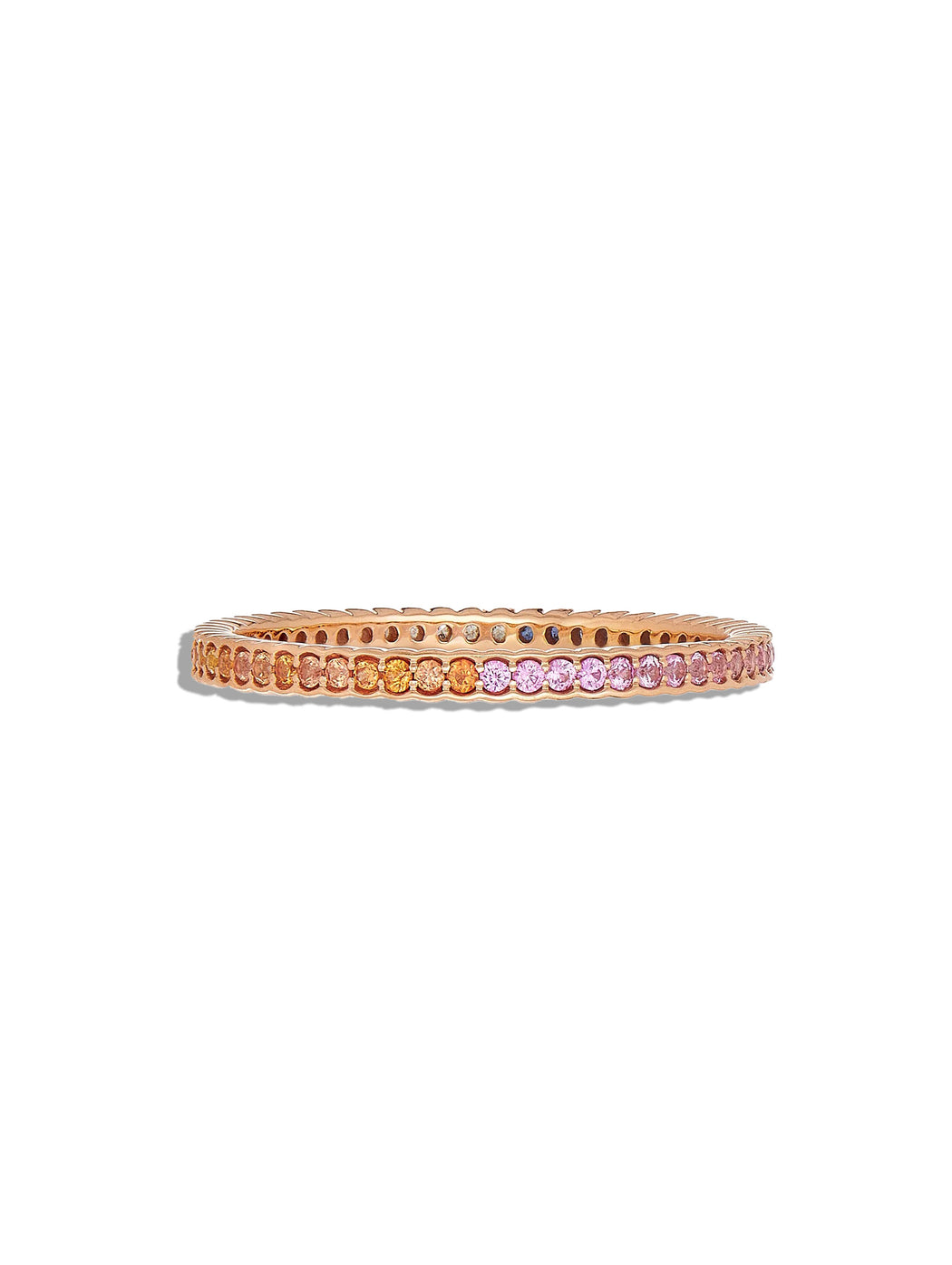 Rainbow Sapphire Scallop Rose Gold Band