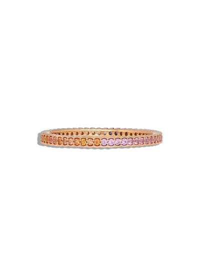 Rainbow Sapphire Scallop Rose Gold Band