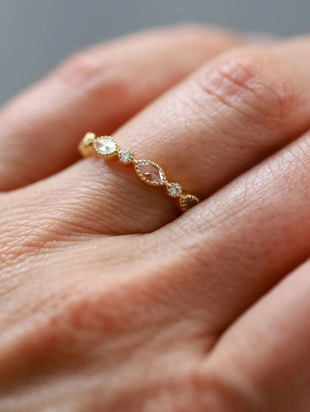 Amara Rose Cut Diamond Yellow Gold Band