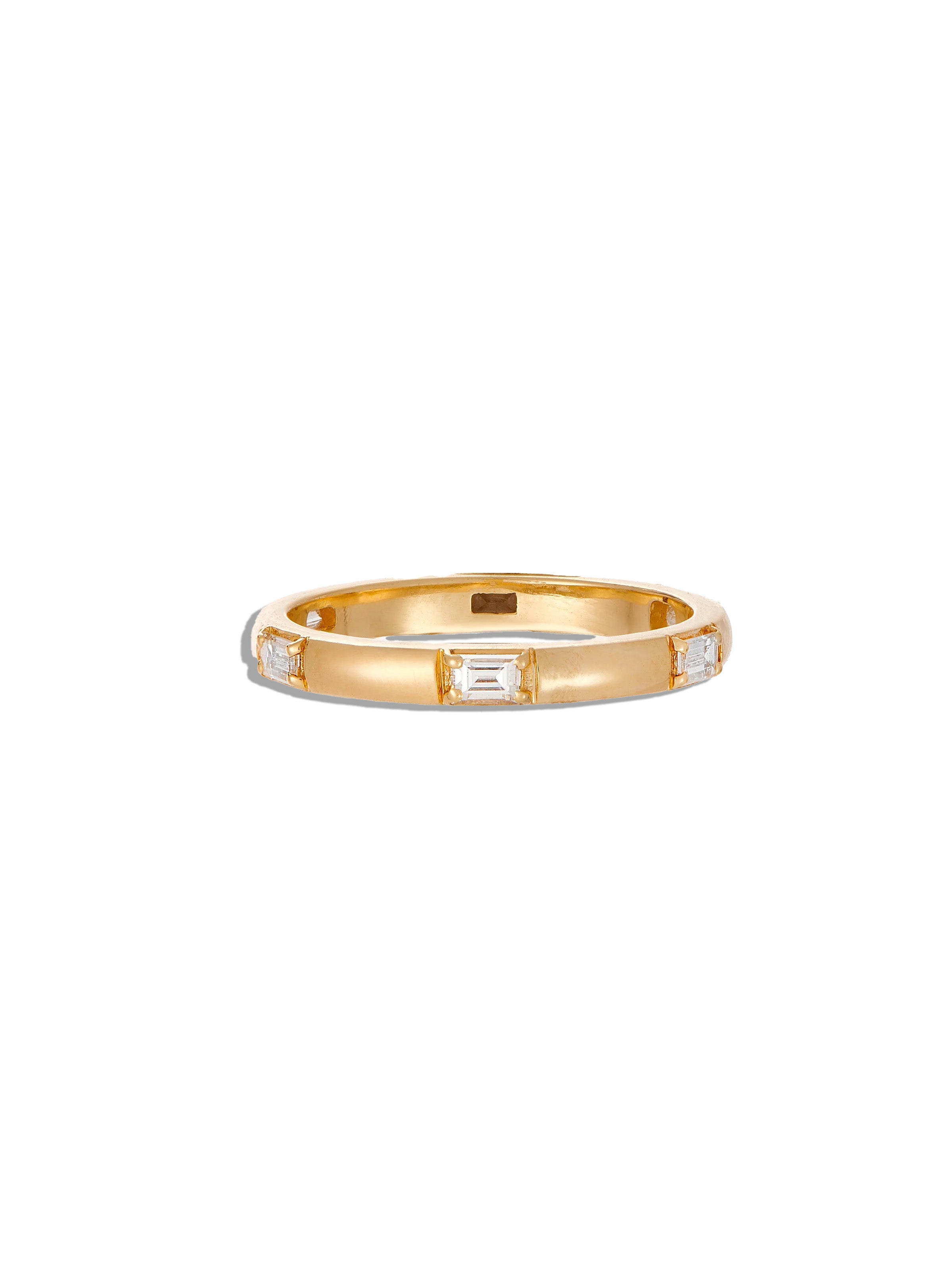 Luna Single Stone Baguette Diamond Yellow Gold Band