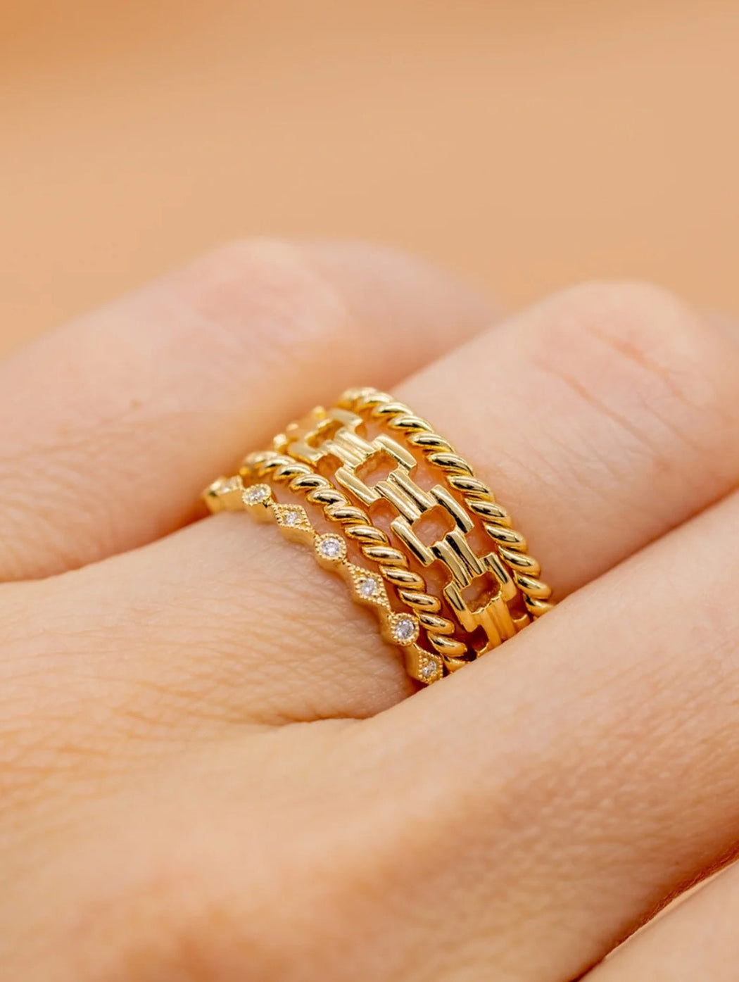 Cesta Woven Yellow Gold Band
