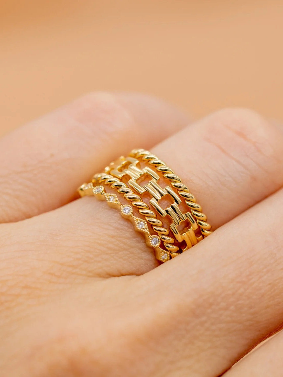 Cesta Woven Yellow Gold Band