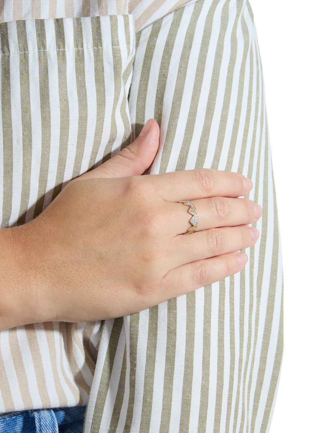 Yellow and White Gold Small Double Heart Eternity Ring