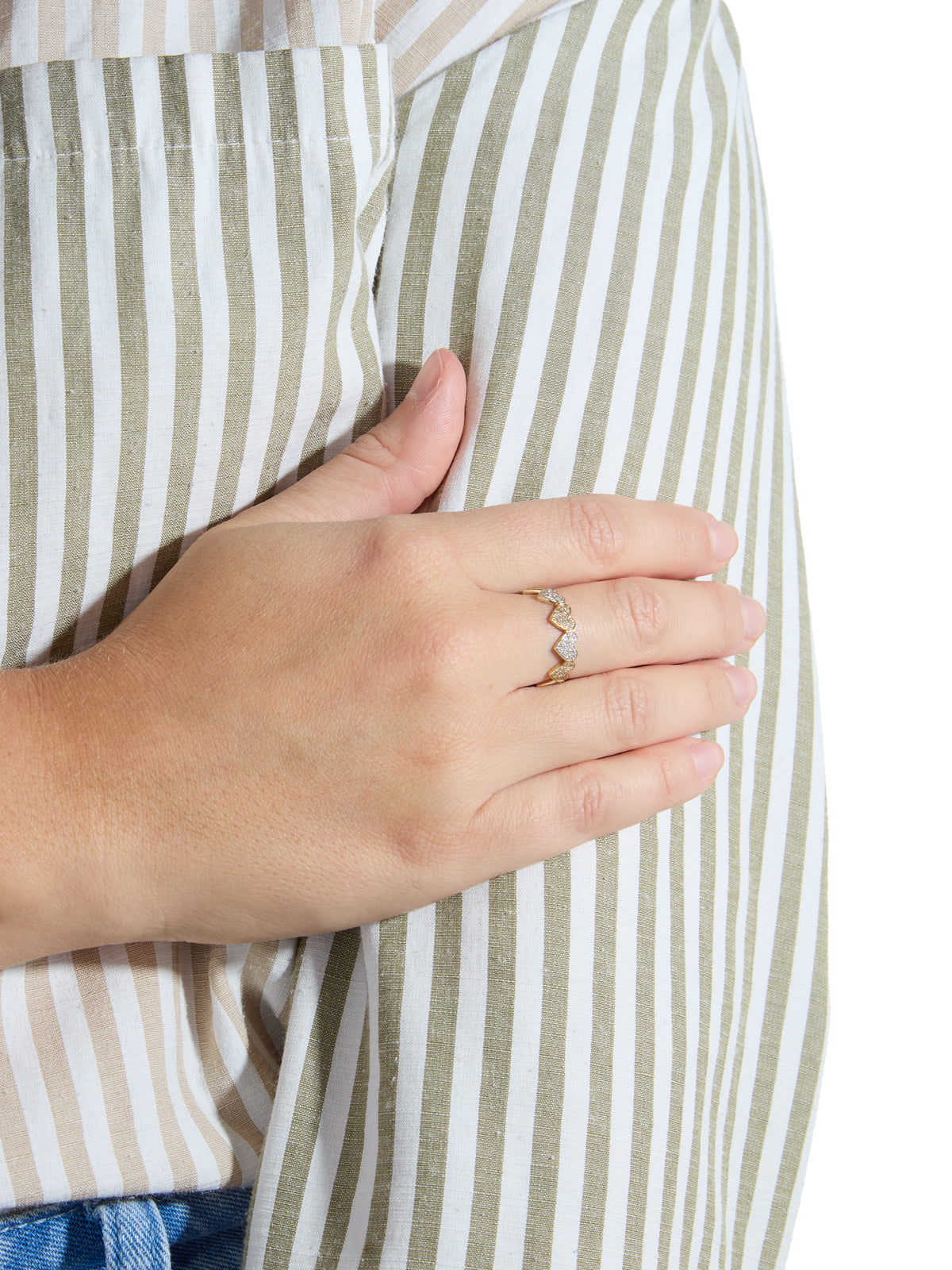 Yellow and White Gold Small Double Heart Eternity Ring