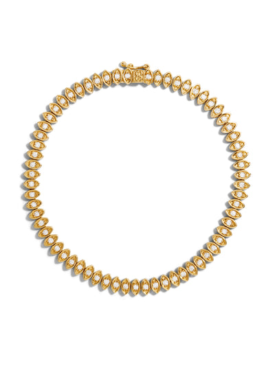 Diamond Marquise Evil Eye Yellow Gold Tennis Bracelet