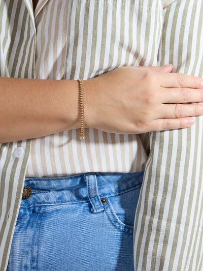 Diamond Marquise Evil Eye Yellow Gold Tennis Bracelet