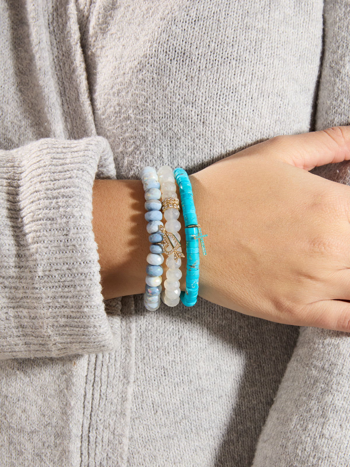 Heart & Arrow on African Opal Beaded Bracelet