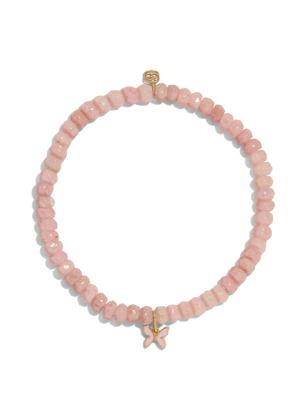 Enamel Butterfly On Mystic Pink Grapolite Beaded Bracelet