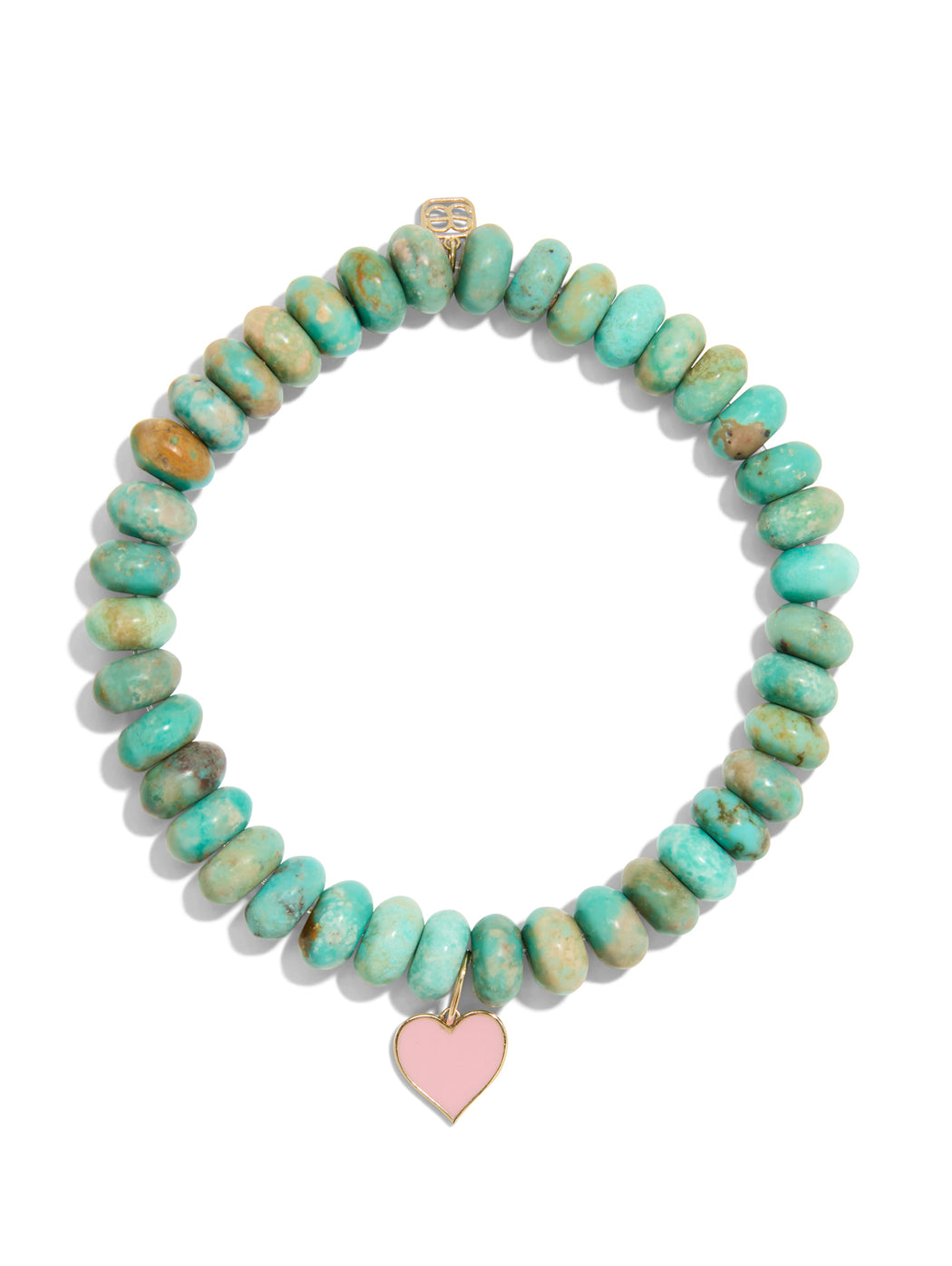 Enamel Heart On Turquoise Beaded Bracelet
