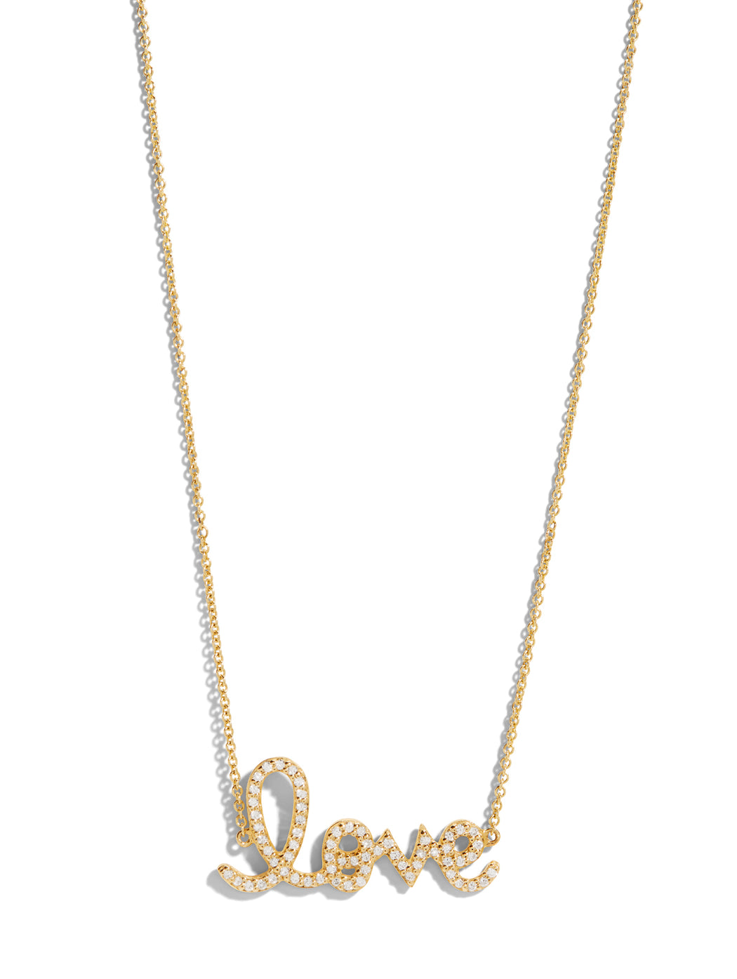 Medium Diamond Love Script Yellow Gold Necklace