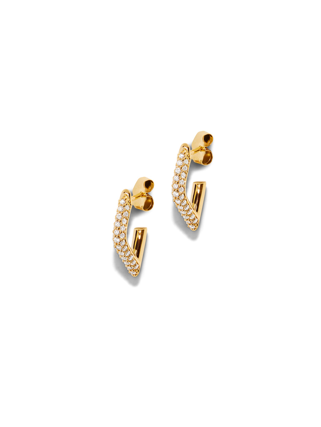 Small Pave Marquise Eye Yellow Gold Hoops