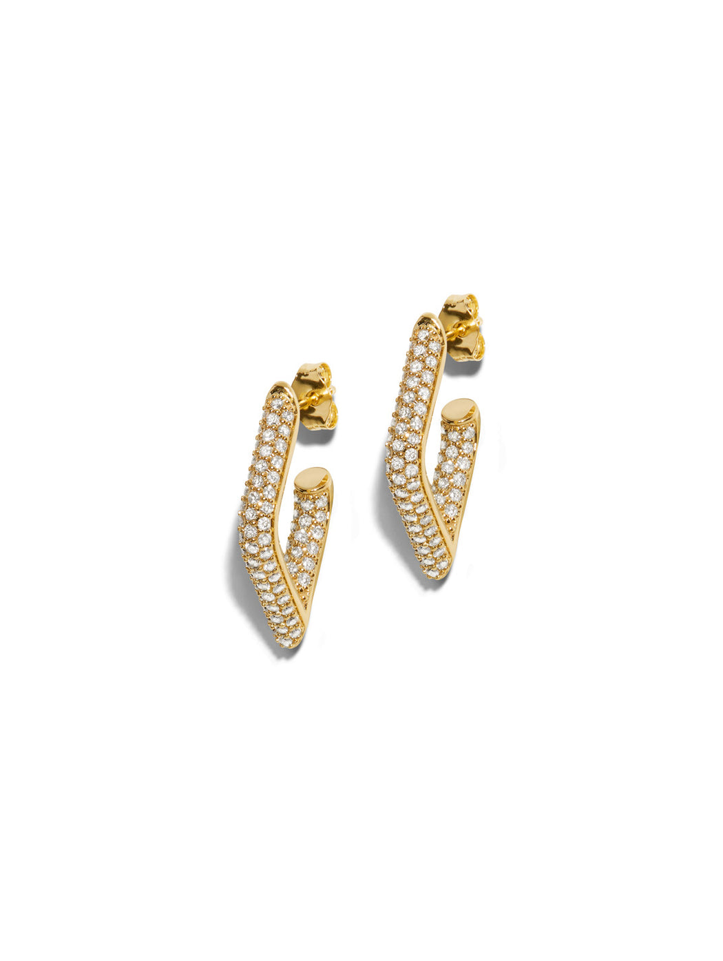 Medium Pave Marquise Eye Yellow Gold Hoops