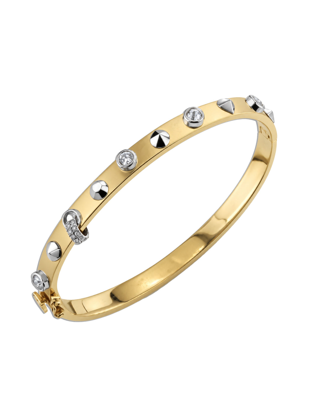 Punk Studded Yellow Gold Bangle