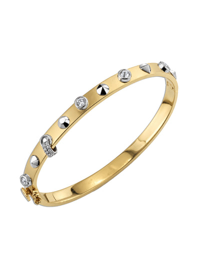 Punk Studded Yellow Gold Bangle