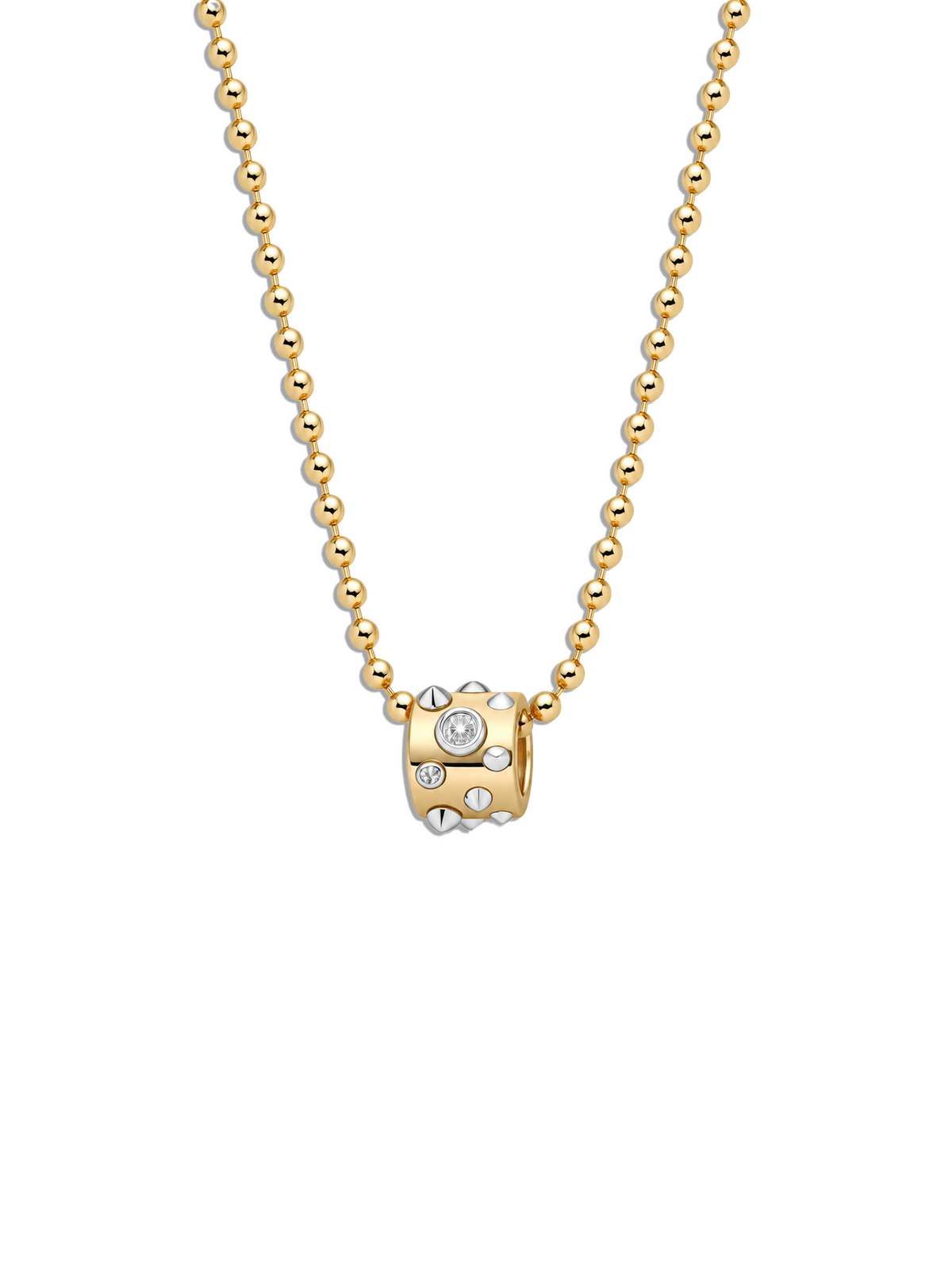 Classic Punk Rondelle on Heavy Bolita Yellow Gold Chain