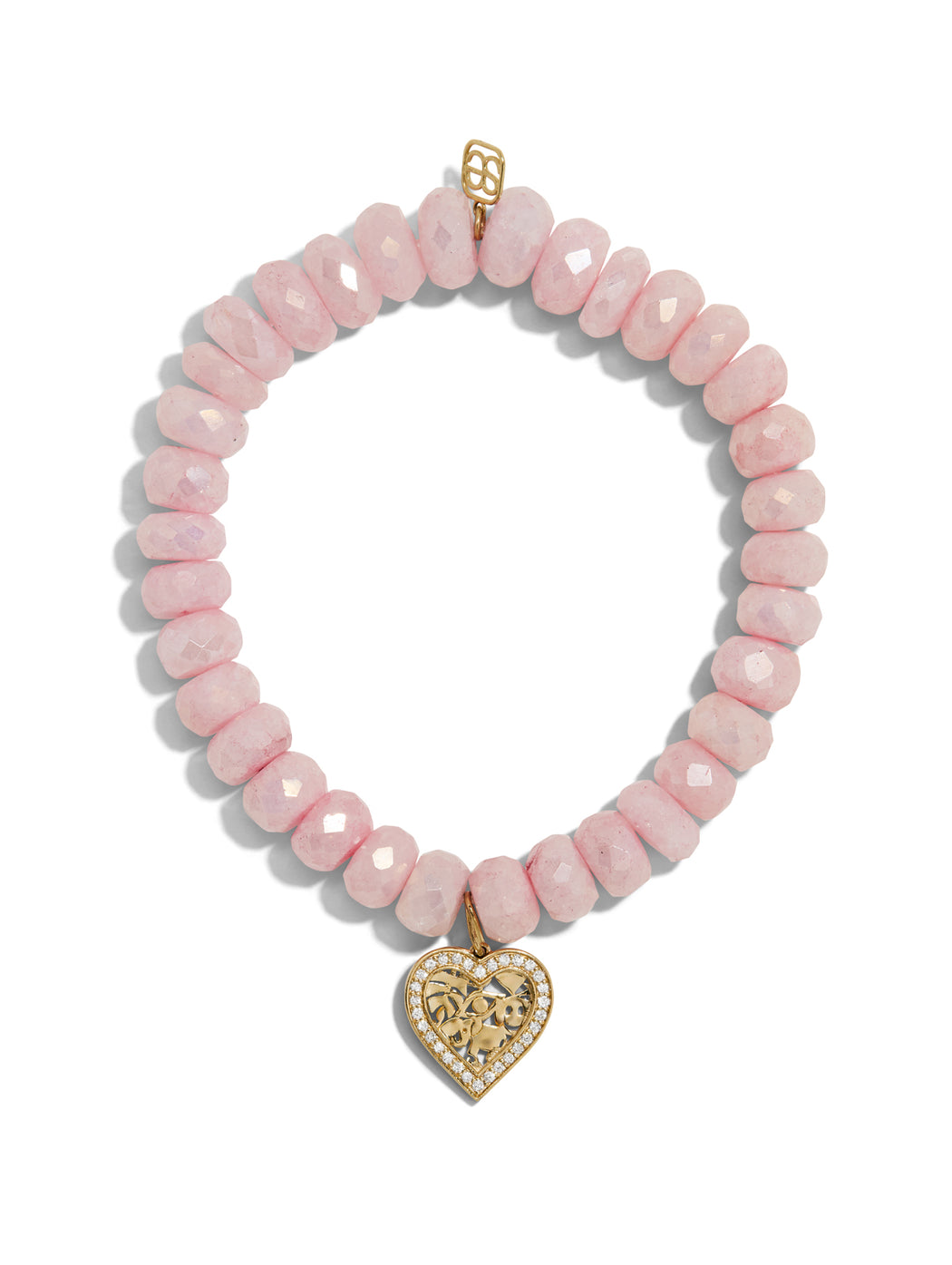 Wallpaper Heart On Mystic Pink Grapolite Beaded Bracelet