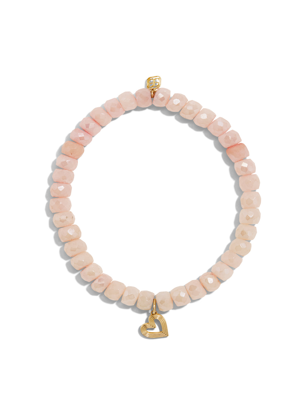 Fluted Heart On Mystic Pink Grapolite Beaded Bracelet