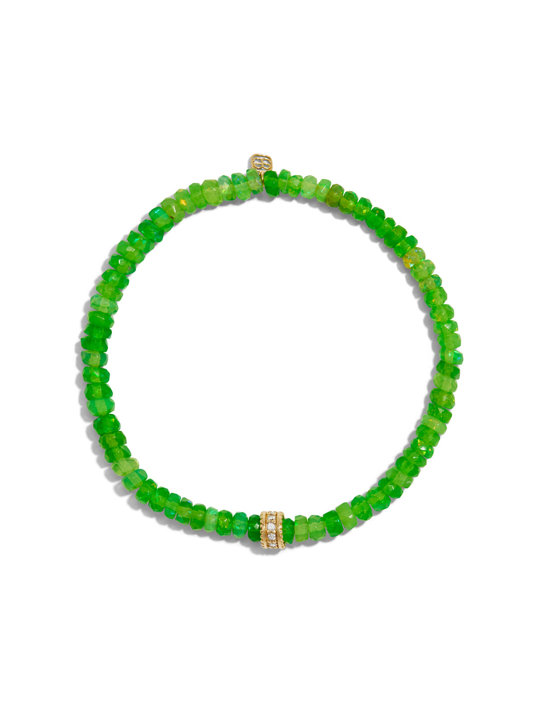 Scallop Rondelle on Green African Opal Beaded Bracelet
