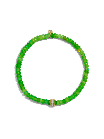 Scallop Rondelle on Green African Opal Beaded Bracelet