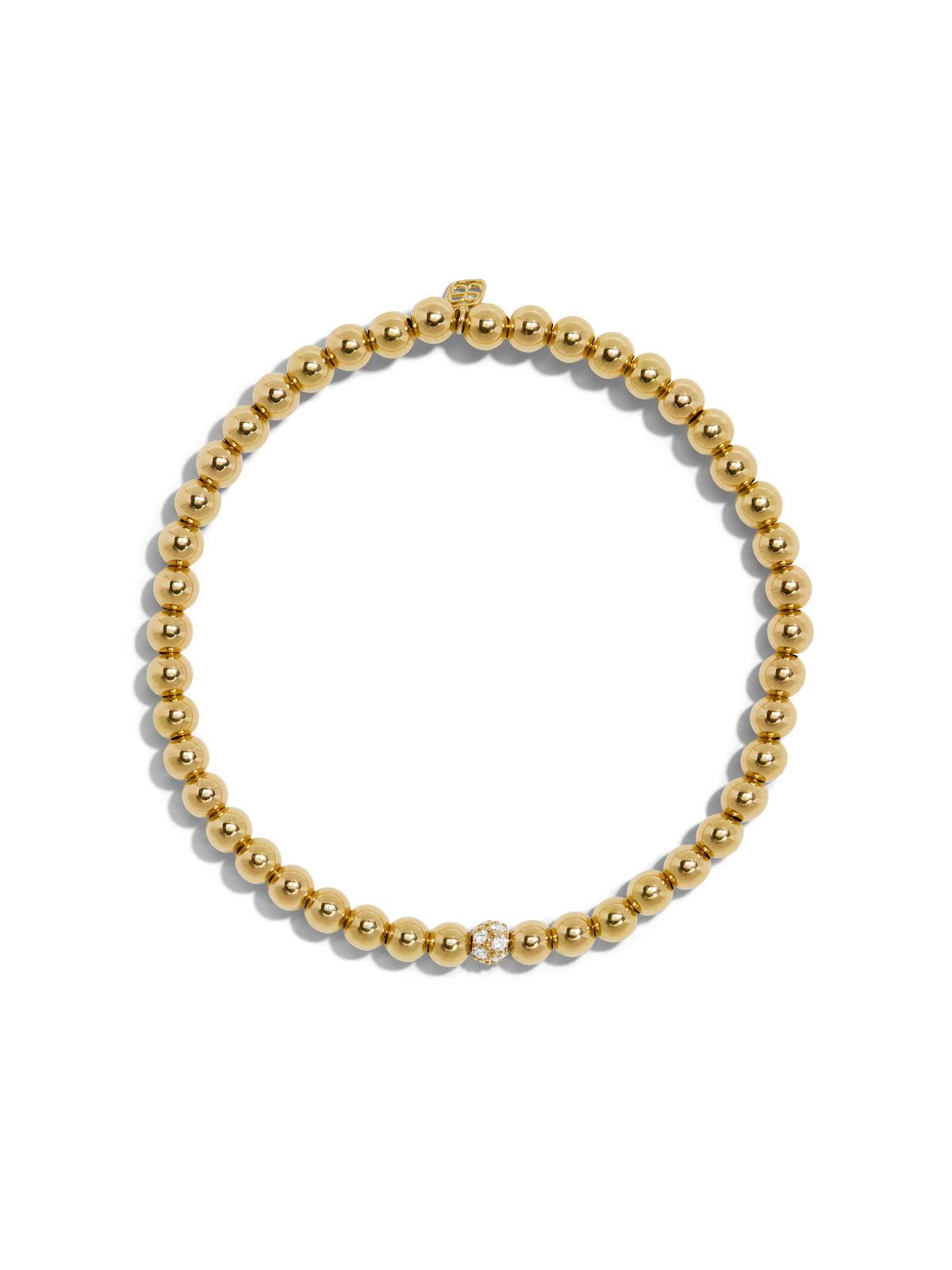 Pave Ball on Yellow Gold Beaded Bracelet