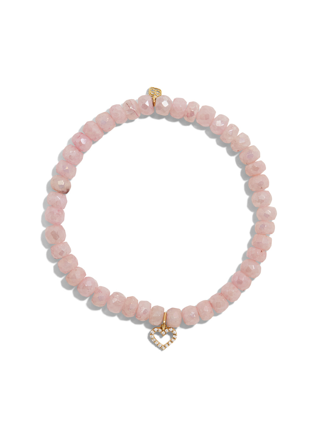 Open Diamond Heart On Mystic Pink Grapolite Beaded Bracelet
