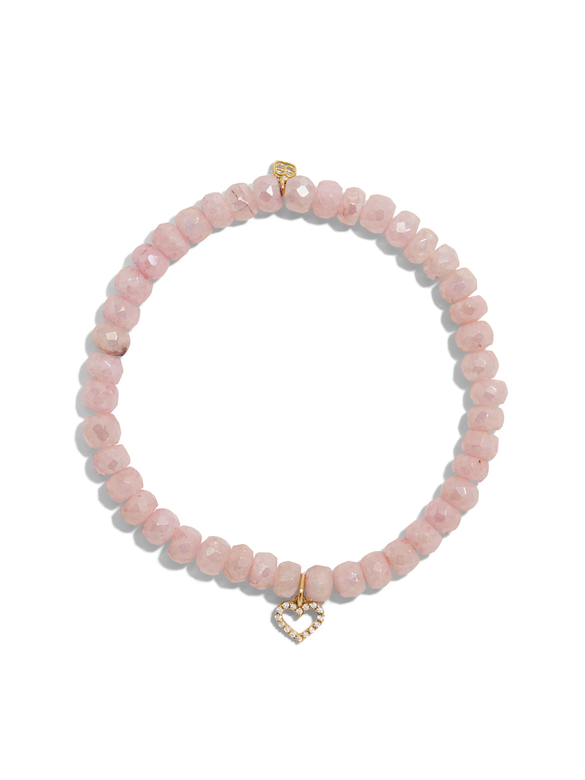 Open Diamond Heart On Mystic Pink Grapolite Beaded Bracelet