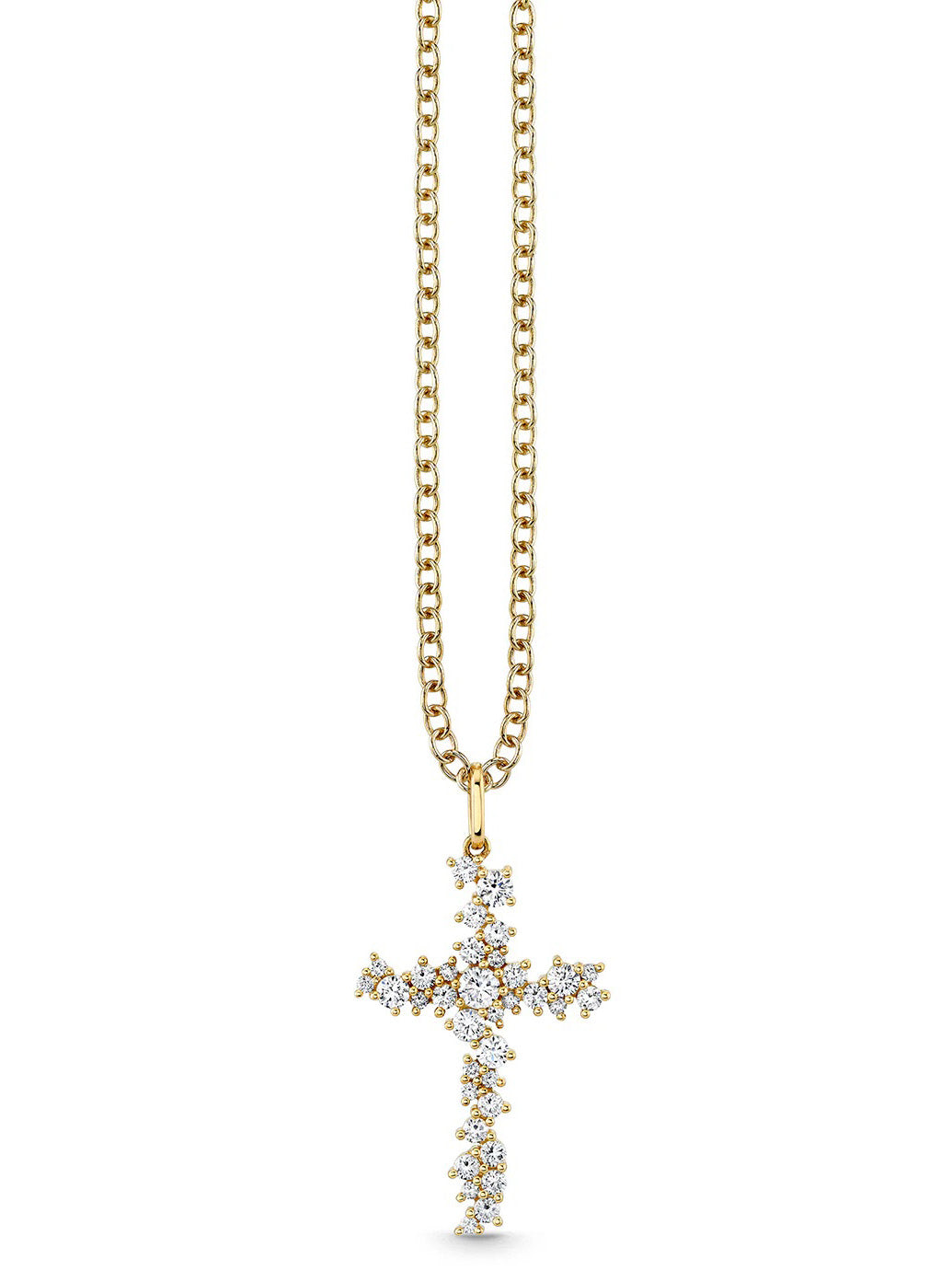 Diamond Cocktail Cross Yellow Gold Necklace