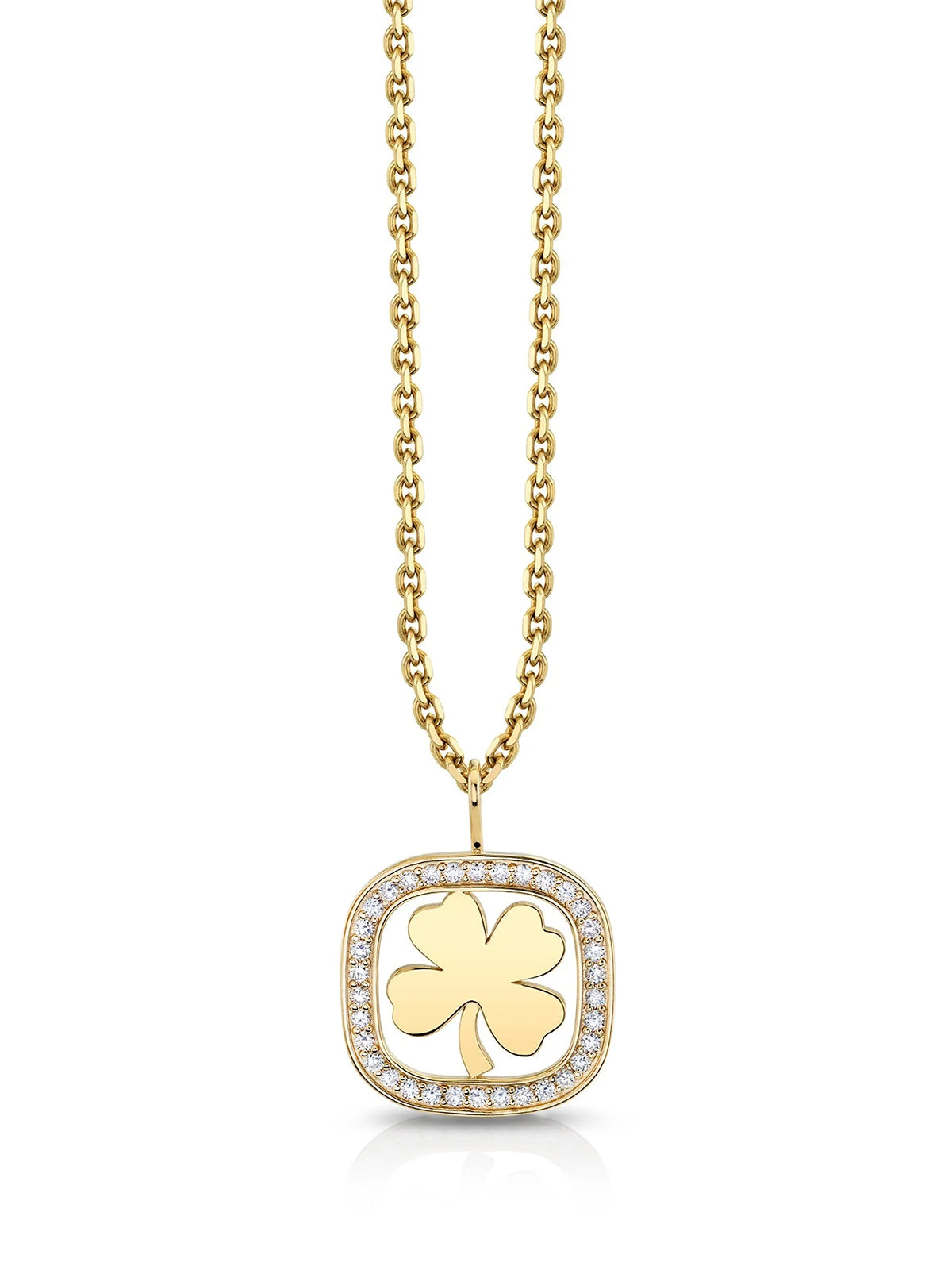 XL Clover Open Icon Yellow Gold Necklace